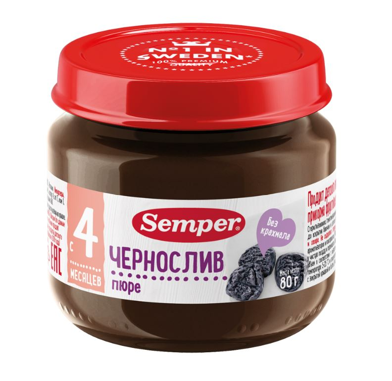Изображение товара Пюре фруктовое детское Semper Чернослив с 4 месяцев, 80г