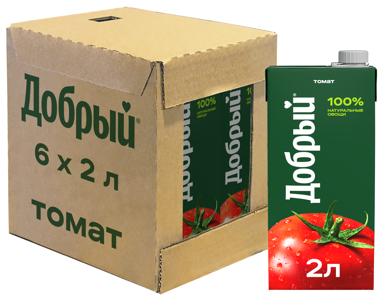 Нектар Добрый томатный с мякотью, 2л x 6 шт