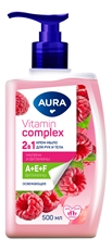 Крем-мыло Aura Vitamin Complex 2в1 малина, 500мл