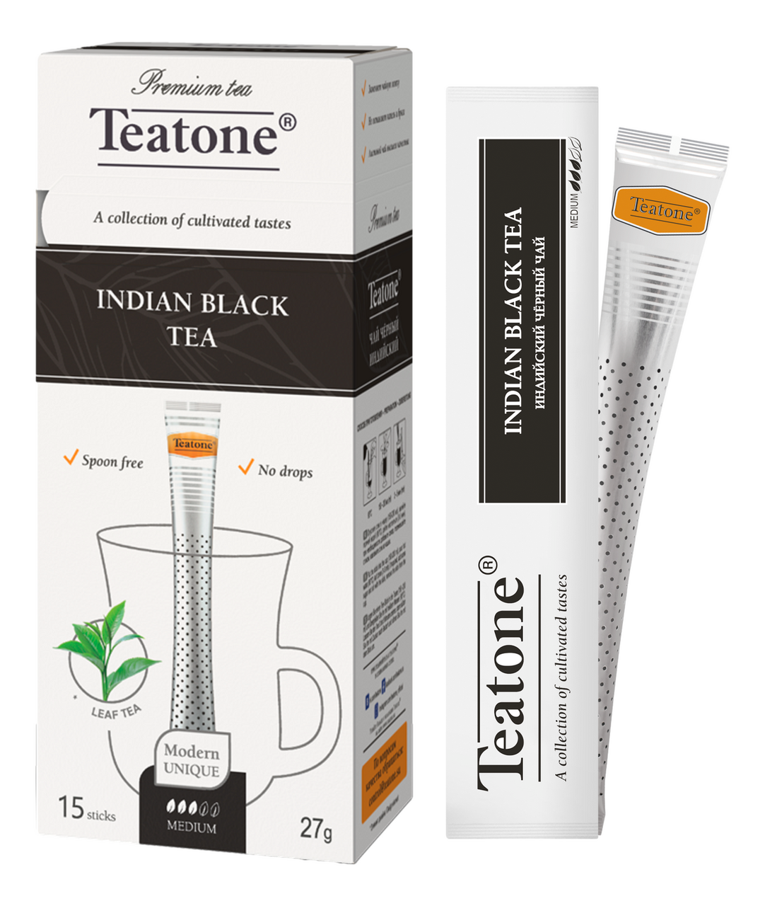 Изображение товара Чай черный Teatone индийский в стиках (1.8г x 15шт), 27г