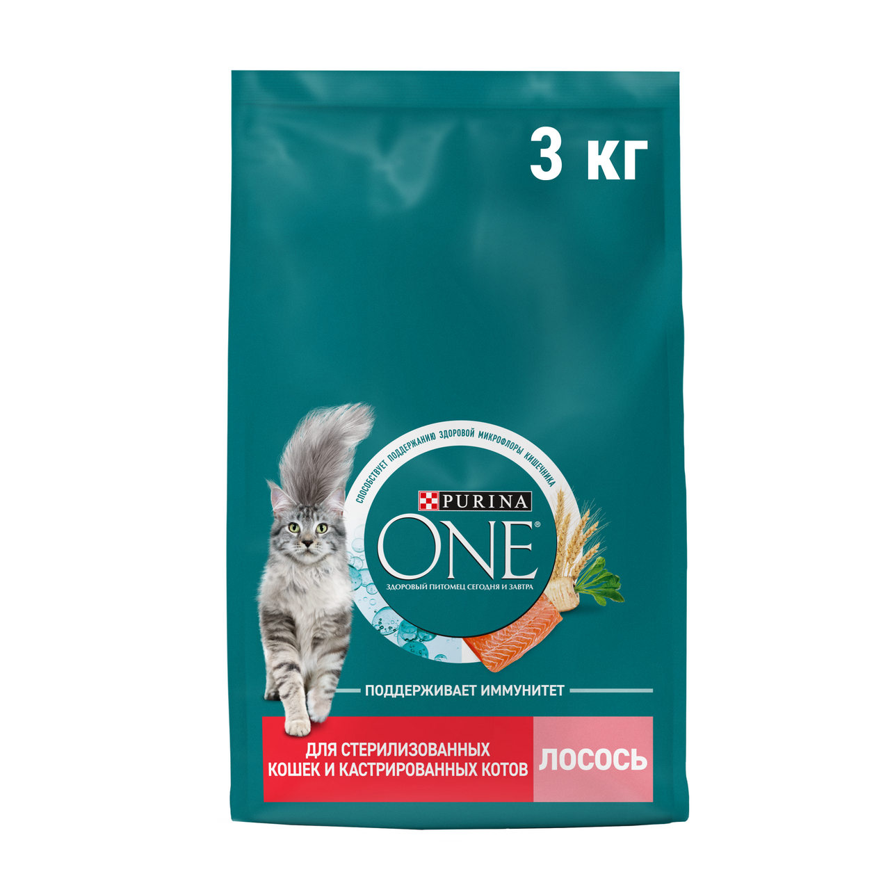 Изображение товара Корм сухой Purina One для стерилизованных кошек и кастрированных котов с высоким содержанием лосося, 3кг