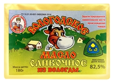 Масло сливочное Вологжанка традиционное 82.5%, 180г