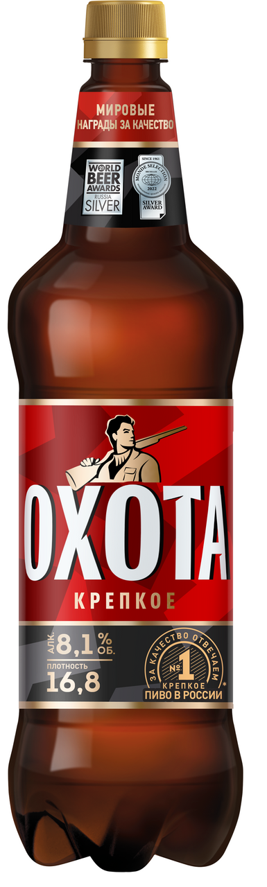 Изображение товара Пиво Охота крепкое 1.2л - высококачественное фильтрованное пиво