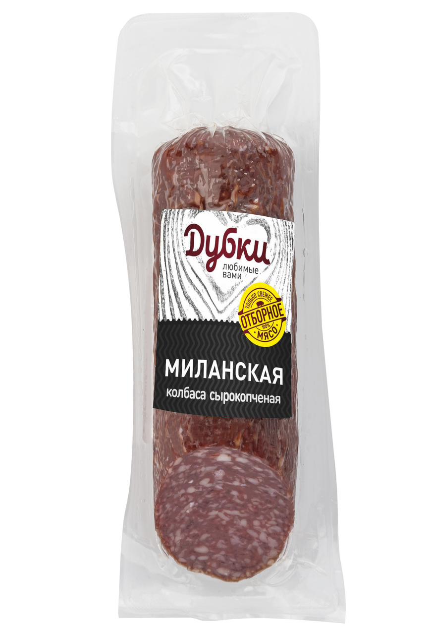 Колбаса Дубки Миланская сырокопченая полусухая срез, 200г