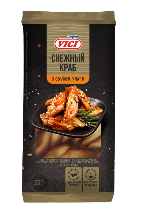 Палочки крабовые Vici Снежный краб с соусом унаги, 220г
