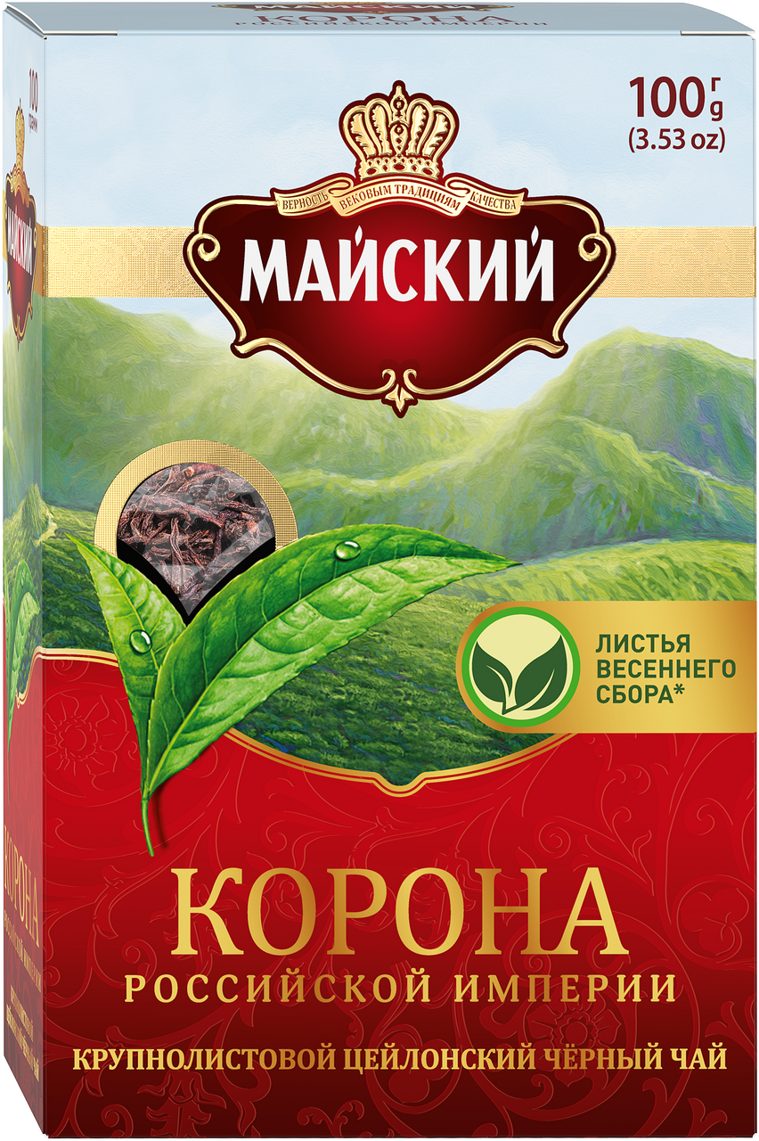 Чай Майский Корона Российской Империи черный крупнолистовой, 100г купить с  доставкой на дом, цены в интернет-магазине