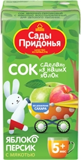 Сок Сады Придонья яблоко-персик с мякотью, 125мл