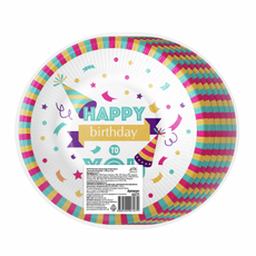 Тарелка одноразовая Fiolento Веселая вечеринка бумажная разноцветная 18см, 6шт