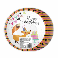 Тарелка одноразовая Fiolento Лисенок бумажная разноцветная 18см, 6шт