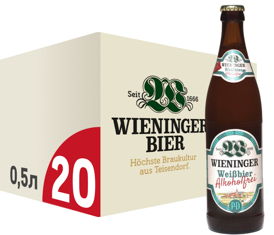 Изображение товара Пиво Wieninger Weissbier Alkoholfrei безалкогольное 0.5л x 20 шт