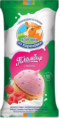 Мороженое пломбир Коровка из Кореновки с малиной в вафельном стаканчике 15%, 100г
