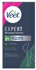 Полоски восковые Veet Expert для сухой кожи 12шт, 28г