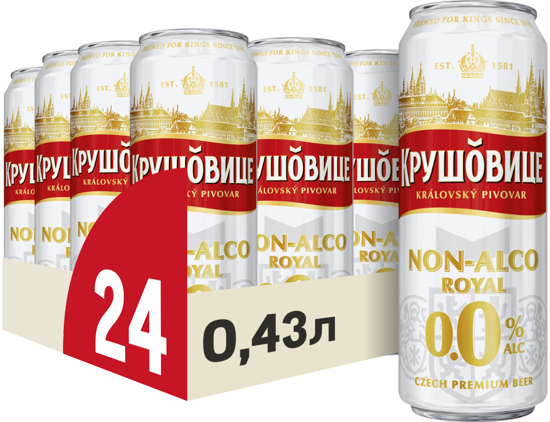 Изображение товара Пиво Крушовице безалкогольное, 0.43л x 24 шт