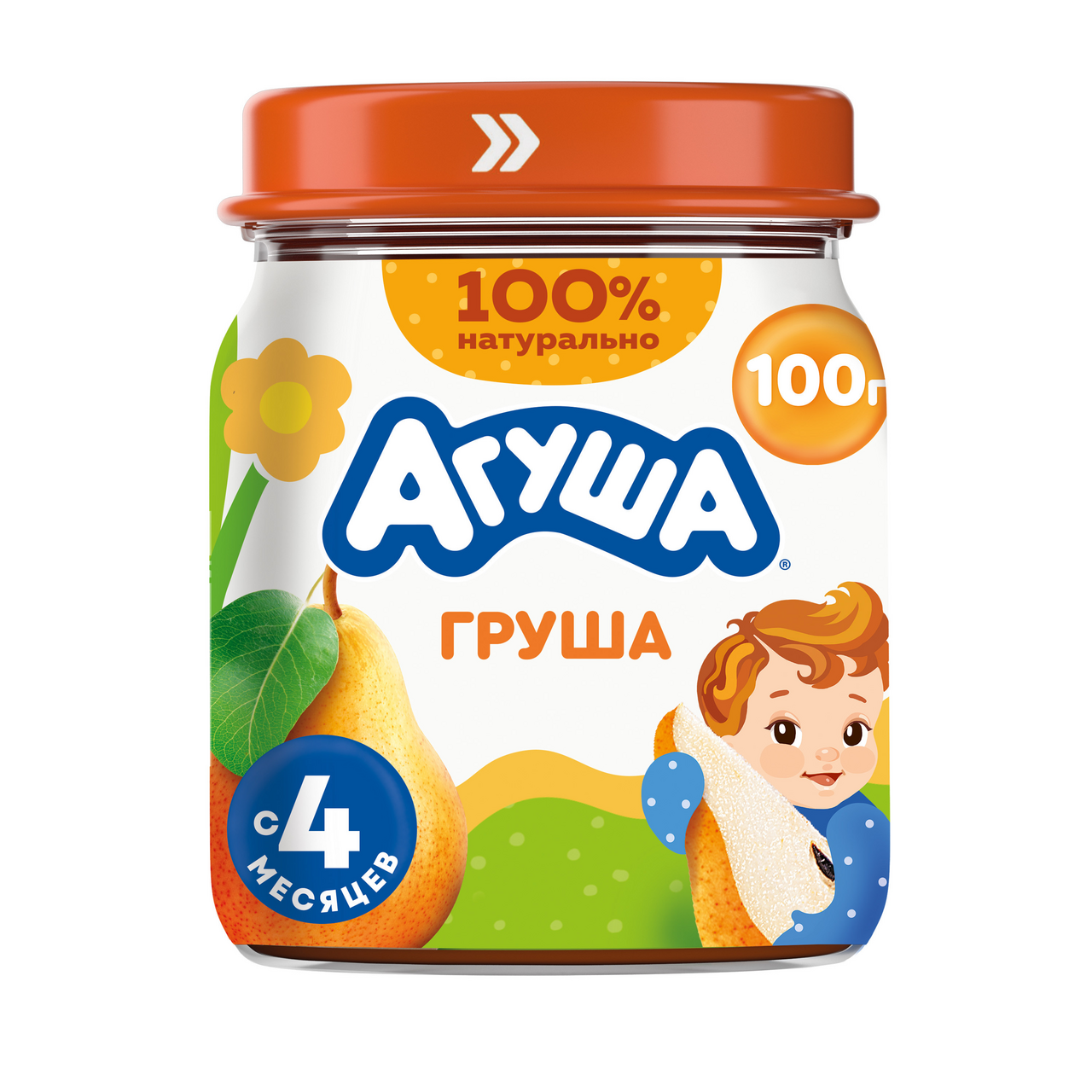 Изображение товара Пюре фруктовое детское Агуша Груша с 4 месяцев, 100г