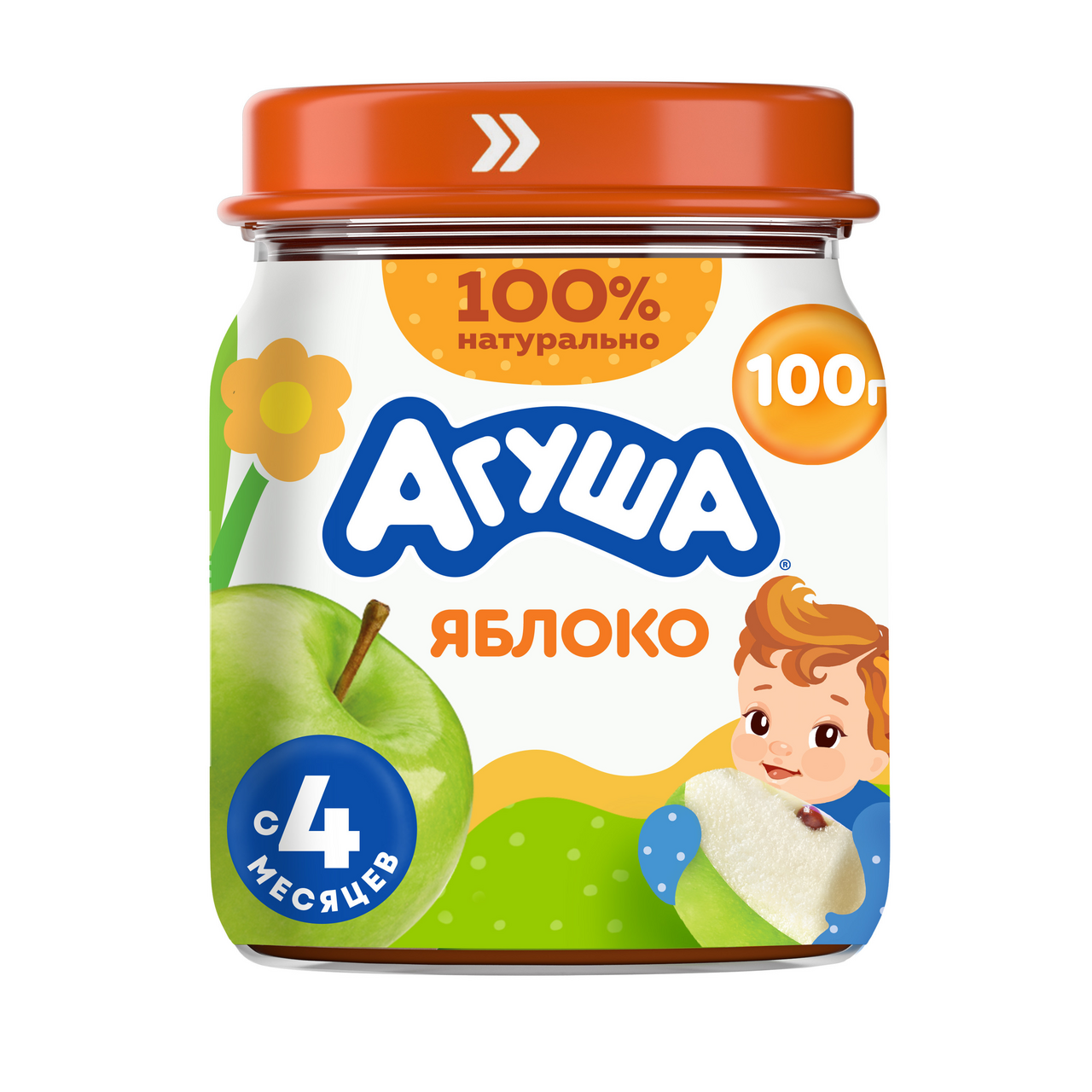 Изображение товара Пюре фруктовое детское Агуша Яблоко с 4 месяцев, 100г