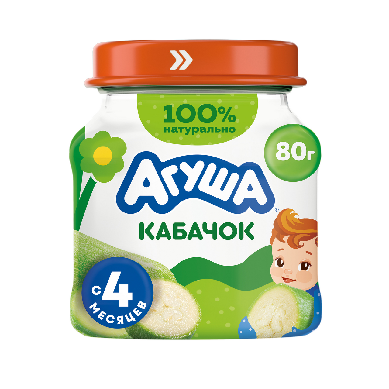 Изображение товара Пюре овощное детское Агуша Кабачок с 4 месяцев, 80г