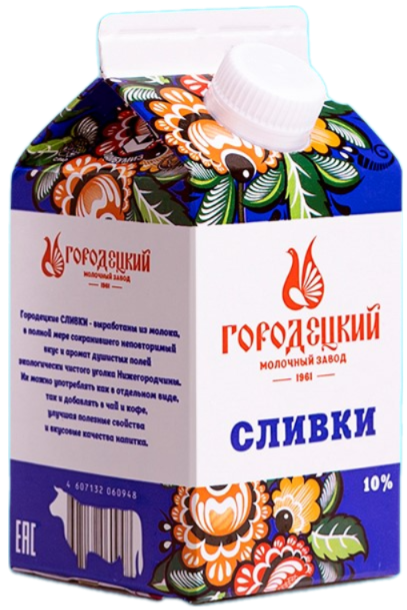 Сливки Городецкий молочный завод ГОСТ 10%, 500г