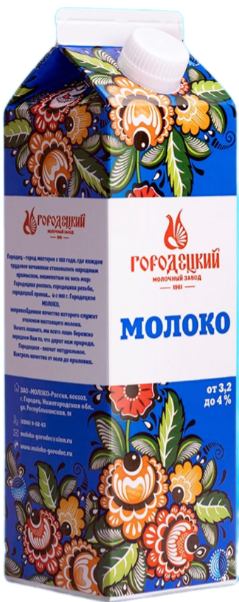 Молоко Городецкий молочный завод пастеризованное ГОСТ 3.2-4%, 1кг