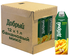 Напиток сокосодержащий Добрый Банановый микс, 1л x 12 шт