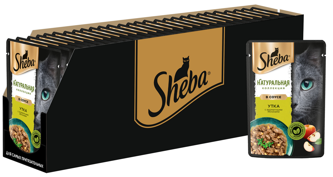 Изображение товара Корм влажный Sheba для кошек утка с яблоками 75г х 28 шт премиум