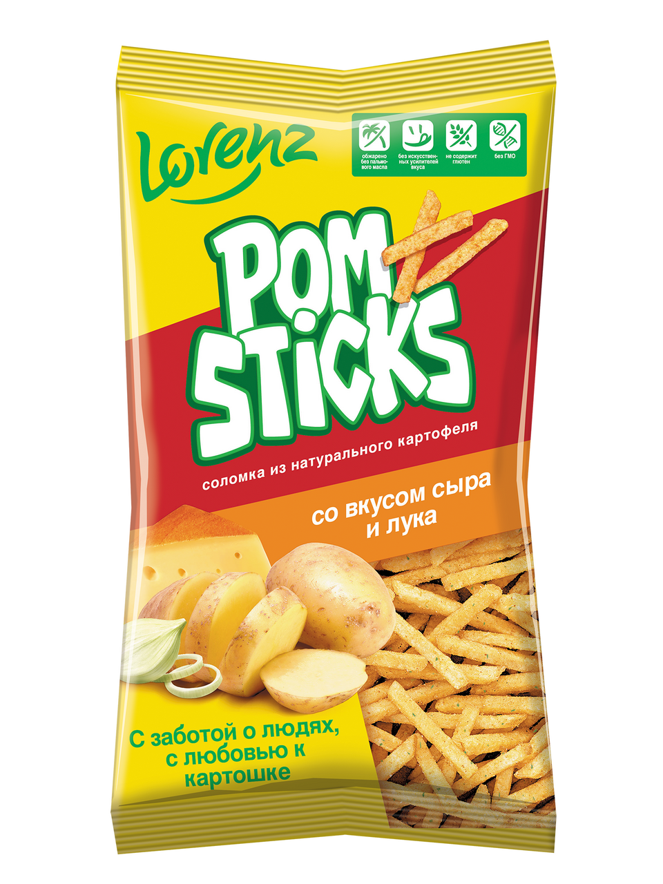 Соломка картофельная Lorenz Pomsticks Сыр и лук, 100г купить с доставкой на  дом, цены в интернет-магазине