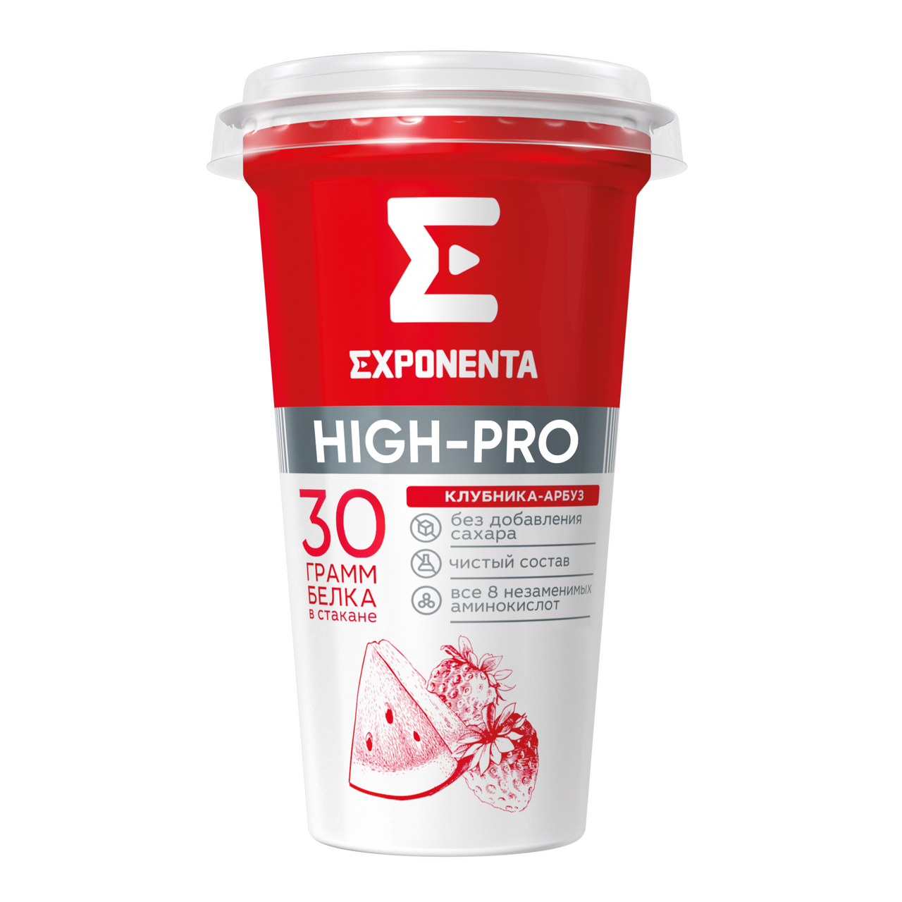 Изображение товара Напиток кисломолочный Exponenta High-pro Клубника-арбуз с высоким содержанием белка, 250г
