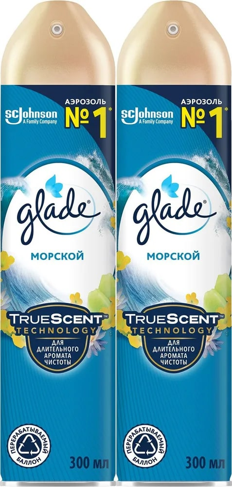 Освежитель воздуха Glade 5в1 Морской, 300мл x 2 шт