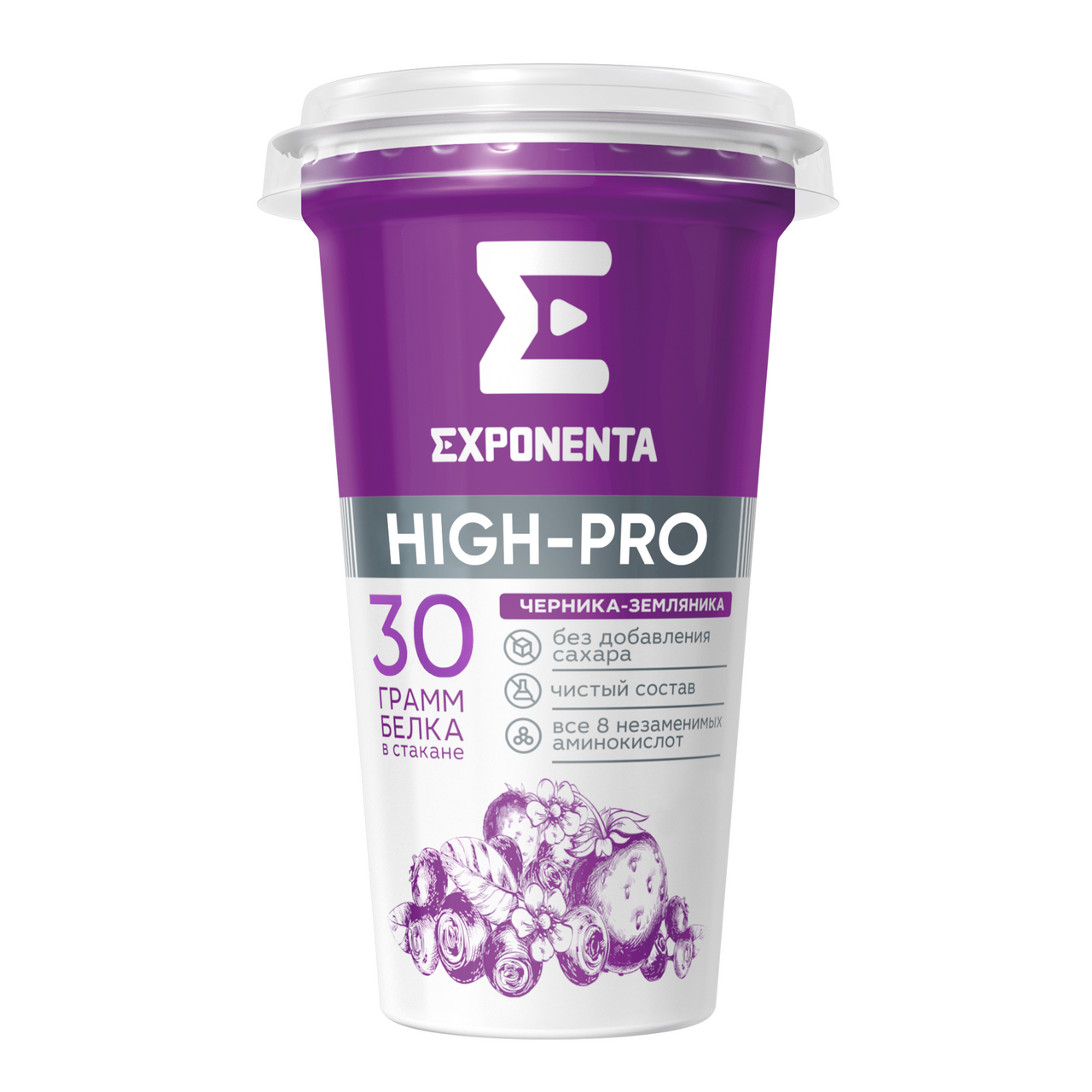 Изображение товара Напиток кисломолочный Exponenta High-pro Черника-земляника с высоким содержанием белка, 250г