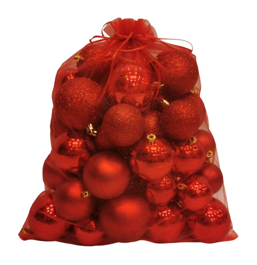 Tarrington House Набор елочных шаров в органзе красный, 45шт