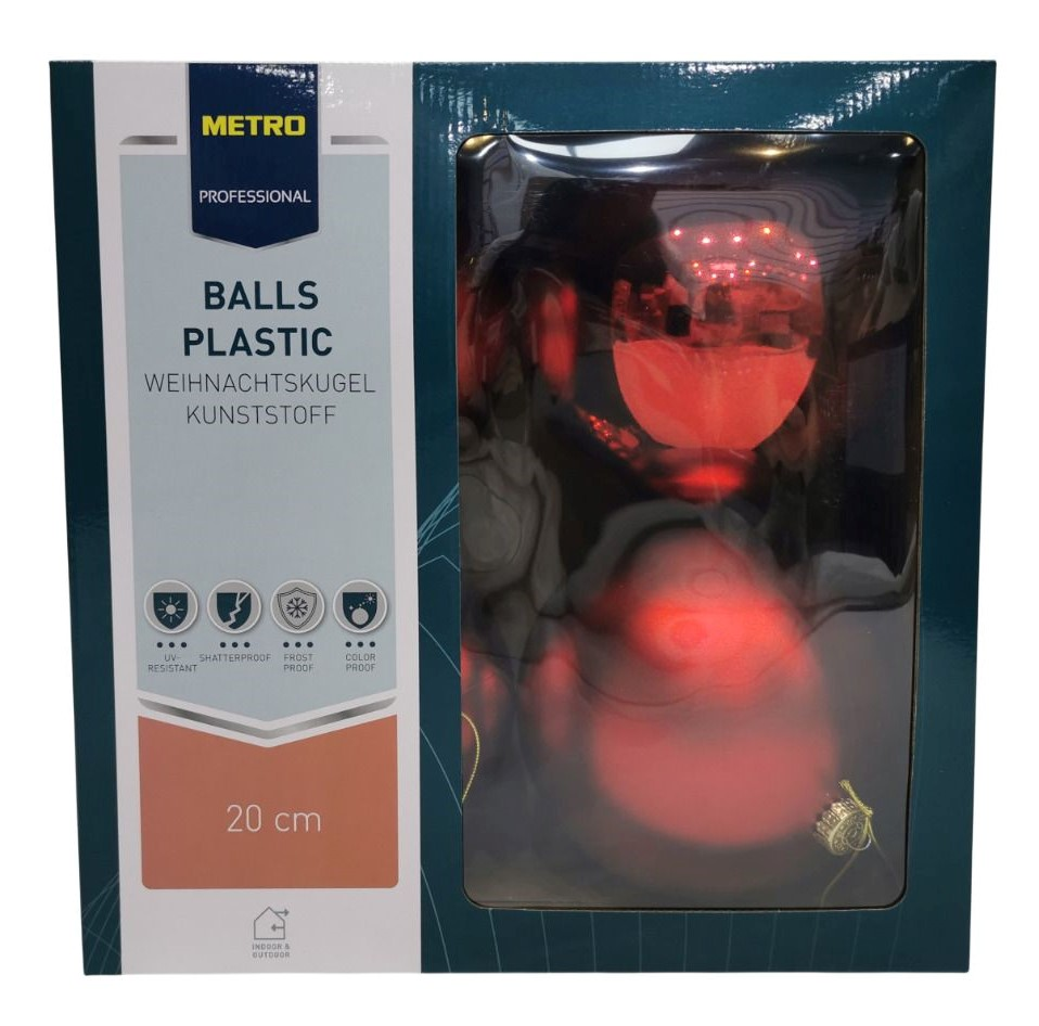 METRO PROFESSIONAL Набор елочных шаров красный 20см, 4шт