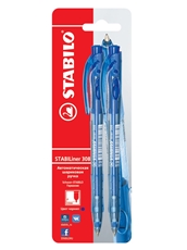 Ручка автоматическая шариковая Stabilo Liner 308 F цвет чернил синий, 2 шт