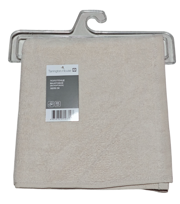 Tarrington House Полотенце бежевое велюр 320 г/м2, 50 х 90см