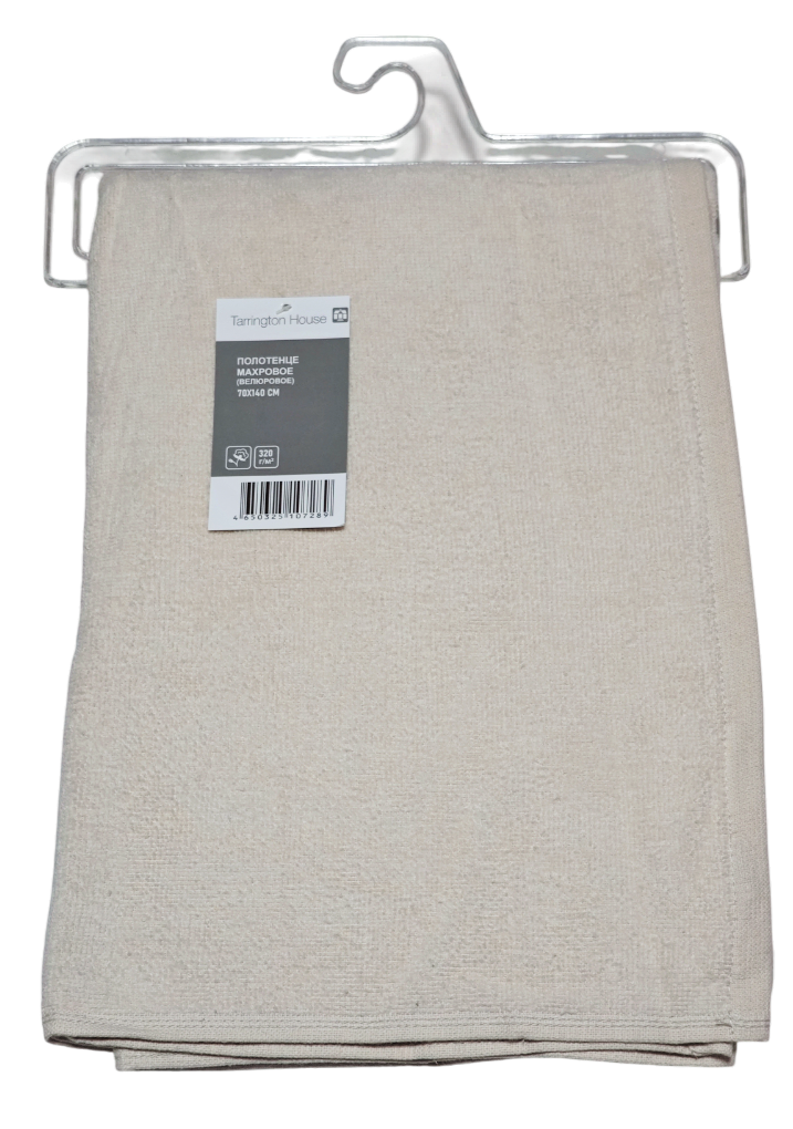 Tarrington House Полотенце бежевое велюр 320 г/м2, 70 х 140см