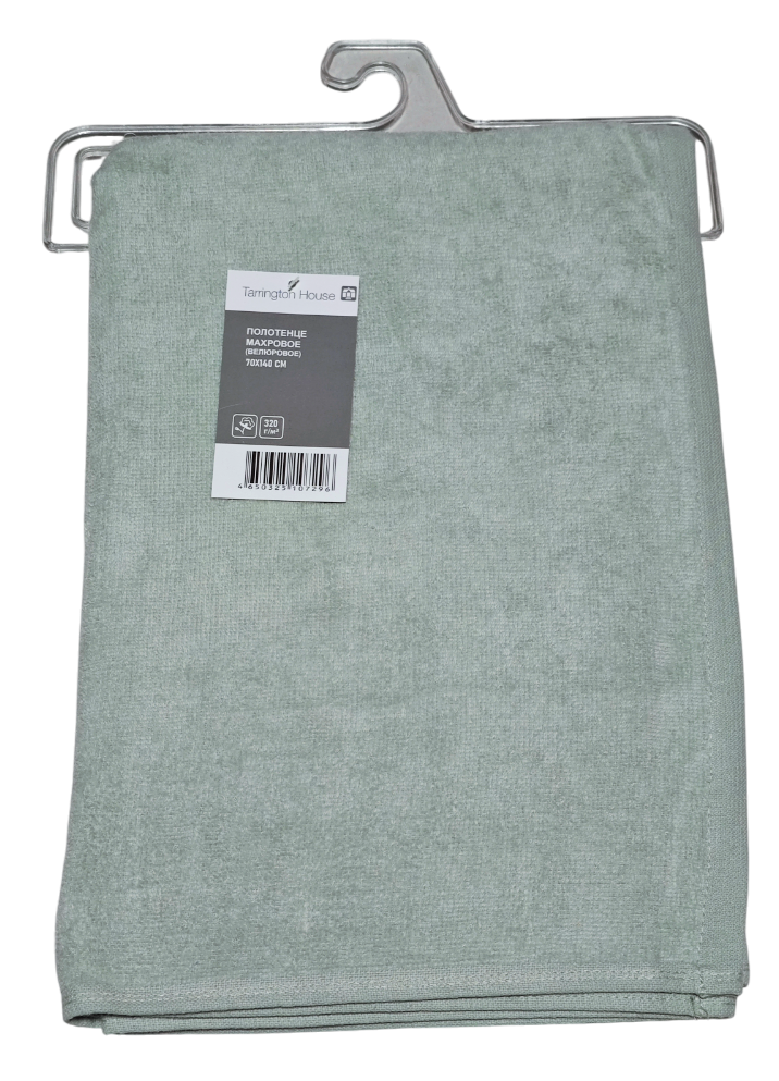Tarrington House Полотенце зеленое велюр 320 г/м2, 70 х 140см