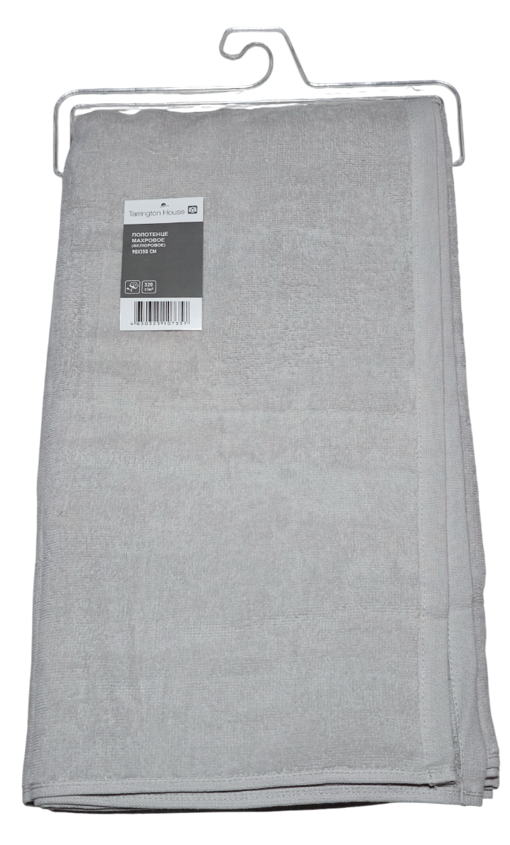 Tarrington House Полотенце серое велюр 320 г/м2, 90 х 150см