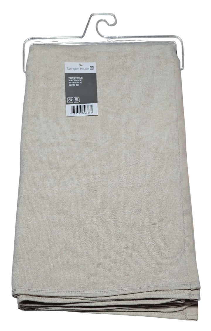 Tarrington House Полотенце бежевое велюр 320 г/м2, 90 х 150см