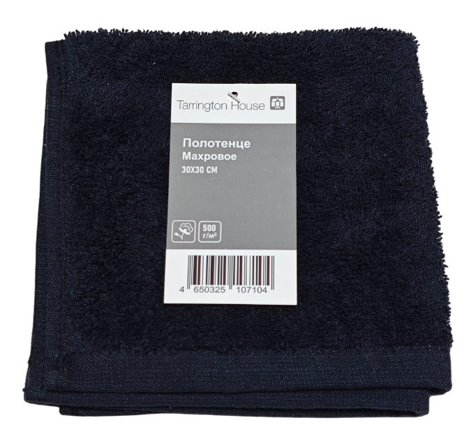 Tarrington House Полотенце хлопок антрацит махровое 500 г/м2, 30 х 30см