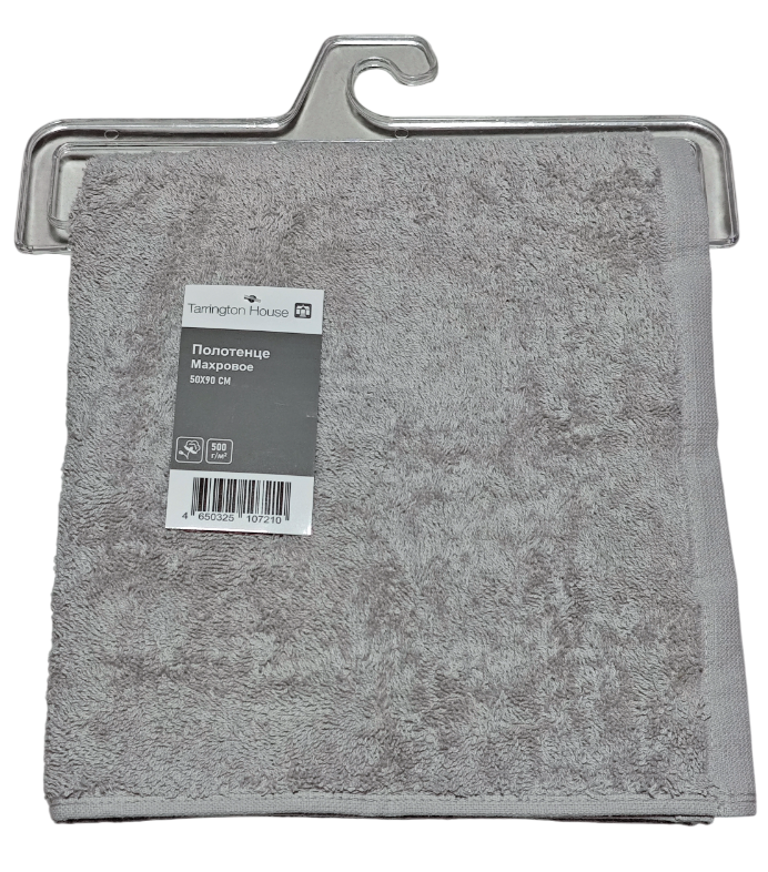 Tarrington House Полотенце хлопок серое махровое 500 г/м2, 50 х 90см