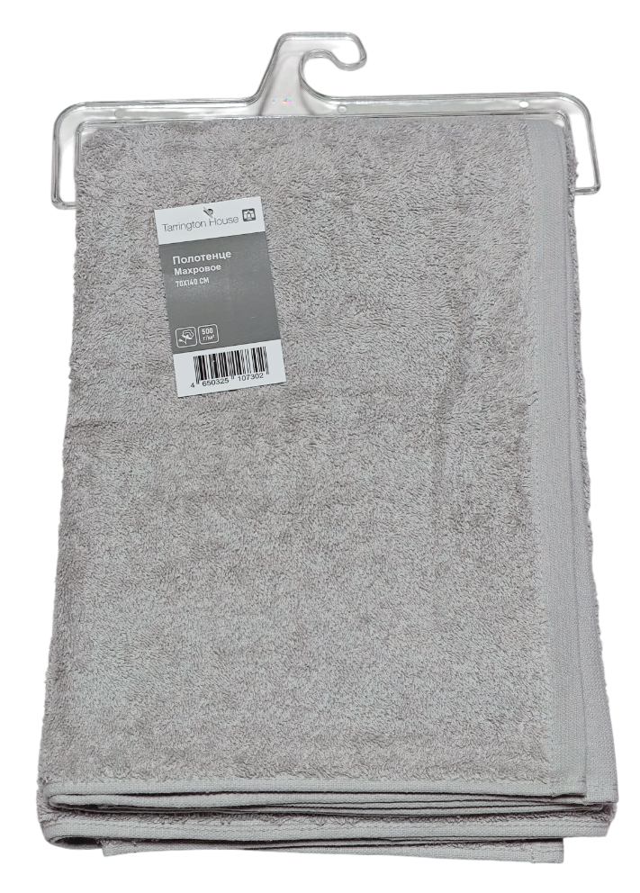 Tarrington House Полотенце хлопок серое махровое 500 г/м2, 70 х 140см