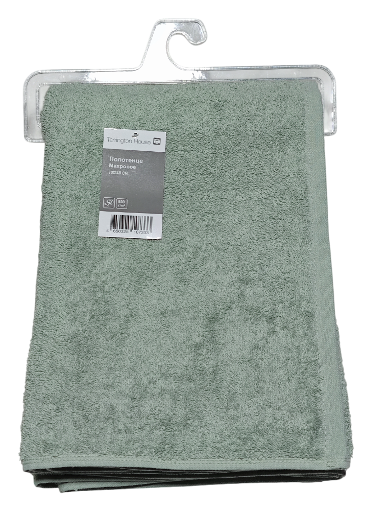Tarrington House Полотенце хлопок зеленое махровое 500 г/м2, 70 х 140см
