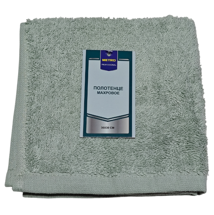 METRO PROFESSIONAL Полотенце махровое зеленое хлопок 600 г/м2, 30 х 30см