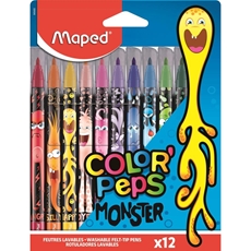 Фломастеры Maped Color'Peps Monster смываемые, 12 цветов