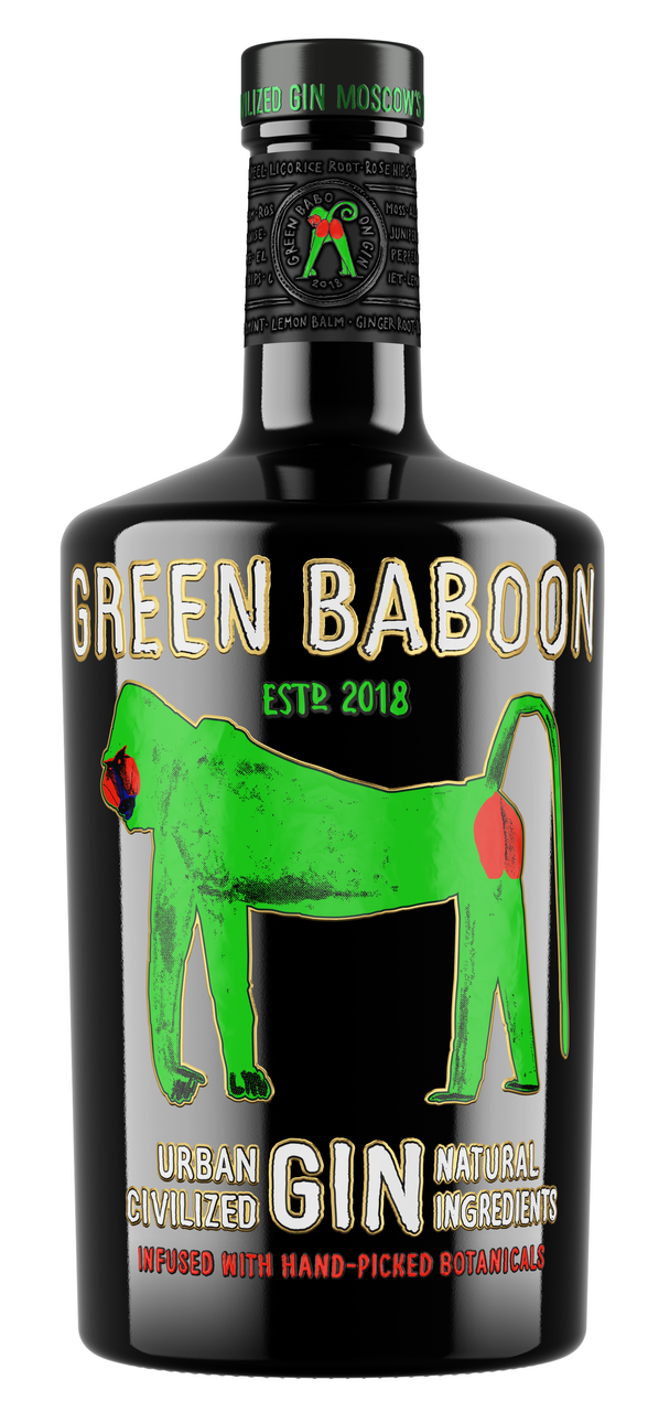 Изображение товара Джин Green Baboon 0.7л — натуральный дистиллят с травяными нотами, Россия