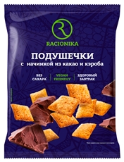 Подушечки Racionika с начинкой из какао и кэроба без сахара, 160г