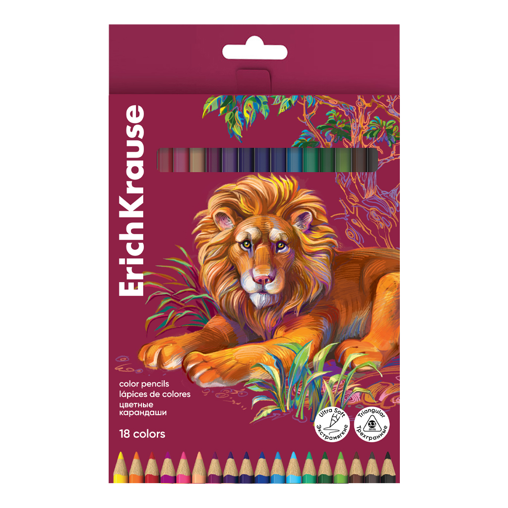 Карандаши цветные Erich Krause Safari 18 цветов, 111г купить с ...