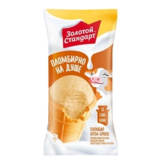 Мороженое пломбир Золотой стандарт Крем-брюле в вафельном стаканчике 12%, 90г