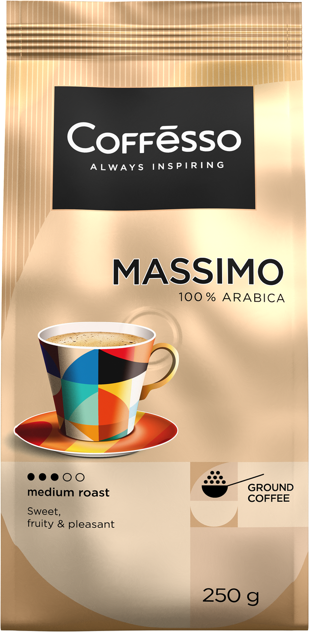Изображение товара Кофе молотый Coffesso Massimo 250г – ароматный бленд из арабики средней обжарки