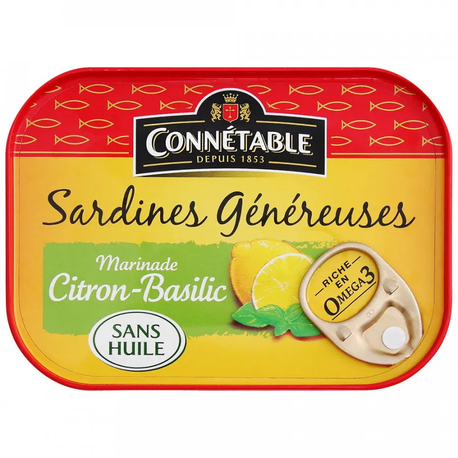 Сардина Connetable Genereuse в маринаде лимон и базилик, 140г