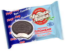 Мороженое пломбир Чистая Линия Ванильное в печенье ГОСТ 12%, 90г