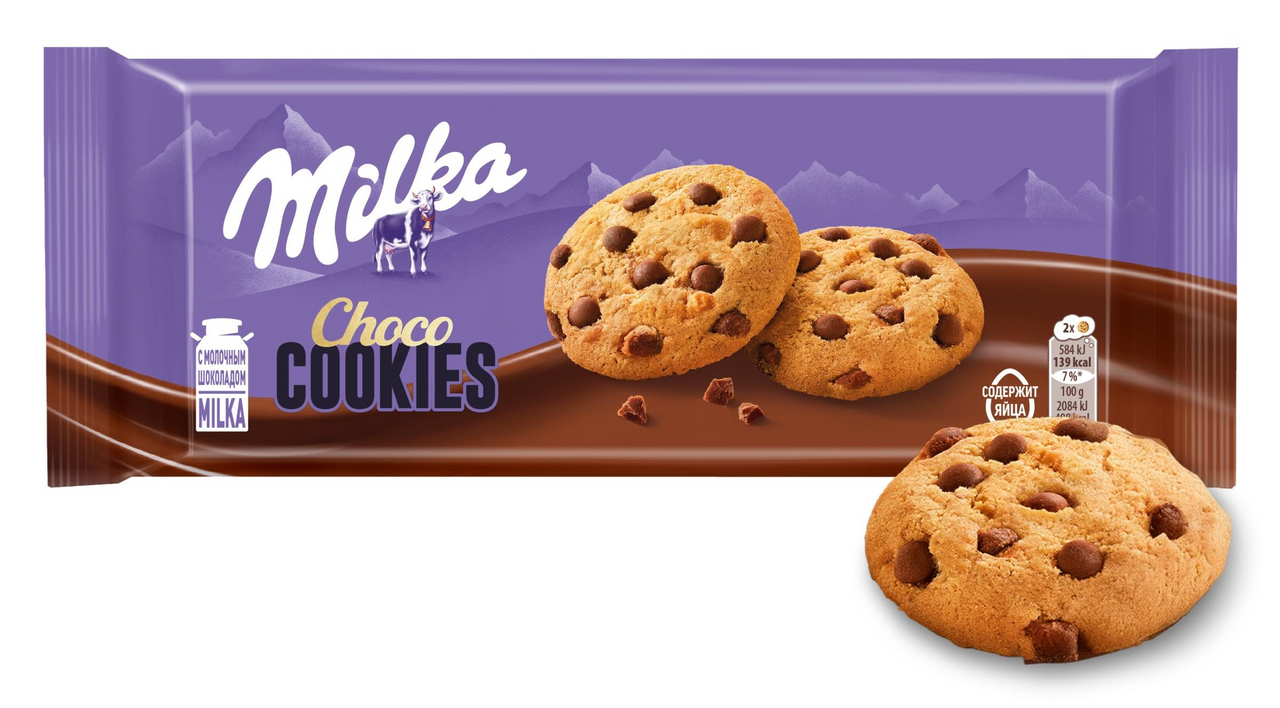 Печенье Milka Choko Cookie с кусочками молочного шоколада, 126г